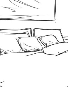 Dessin vectoriel d'une chambre superieur des Suites du Lac à Aix les Bains.